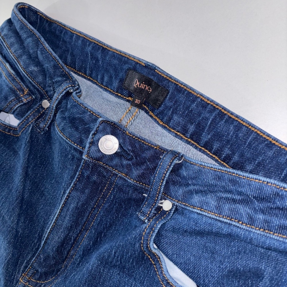 Quince Bella Relaxed Straight Jeans Women's 30 Stormy Blue Stretch Denim